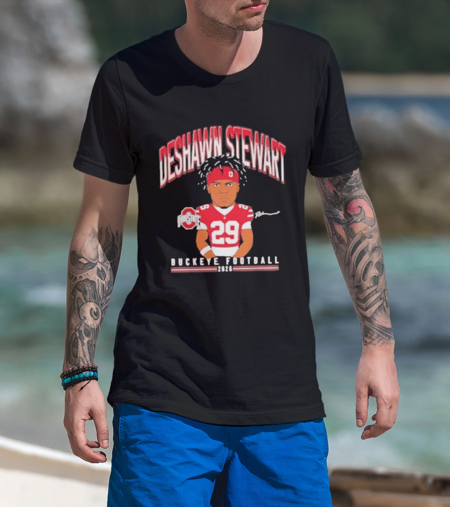 Deshawn Stewart Ohio State Buckeye Football Cartoon 26 T-Shirt