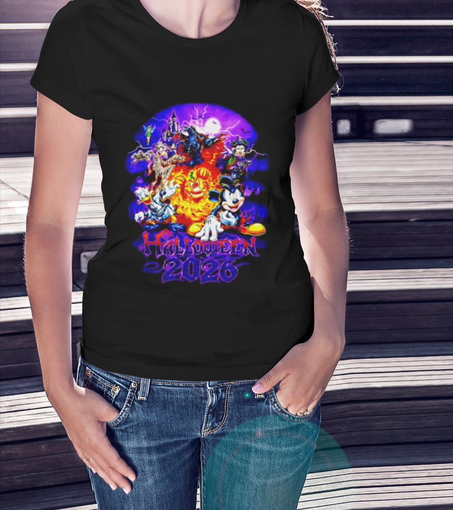 Disney Halloween 2026 Mickey Mouse And Friends Spooky Haunted Castle Party T-Shirt