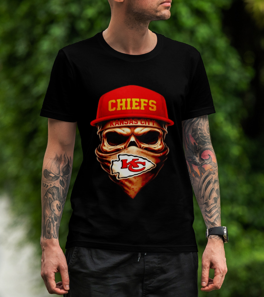 Kansas City Chiefs Skull Bandana KC T-Shirt