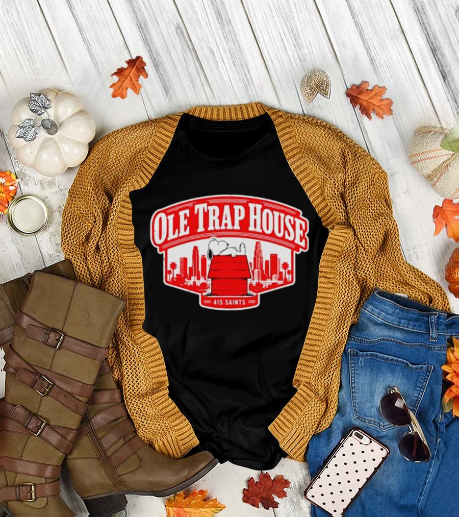 Ole Trap House Snoopy 415 Saints Skyline T-Shirt