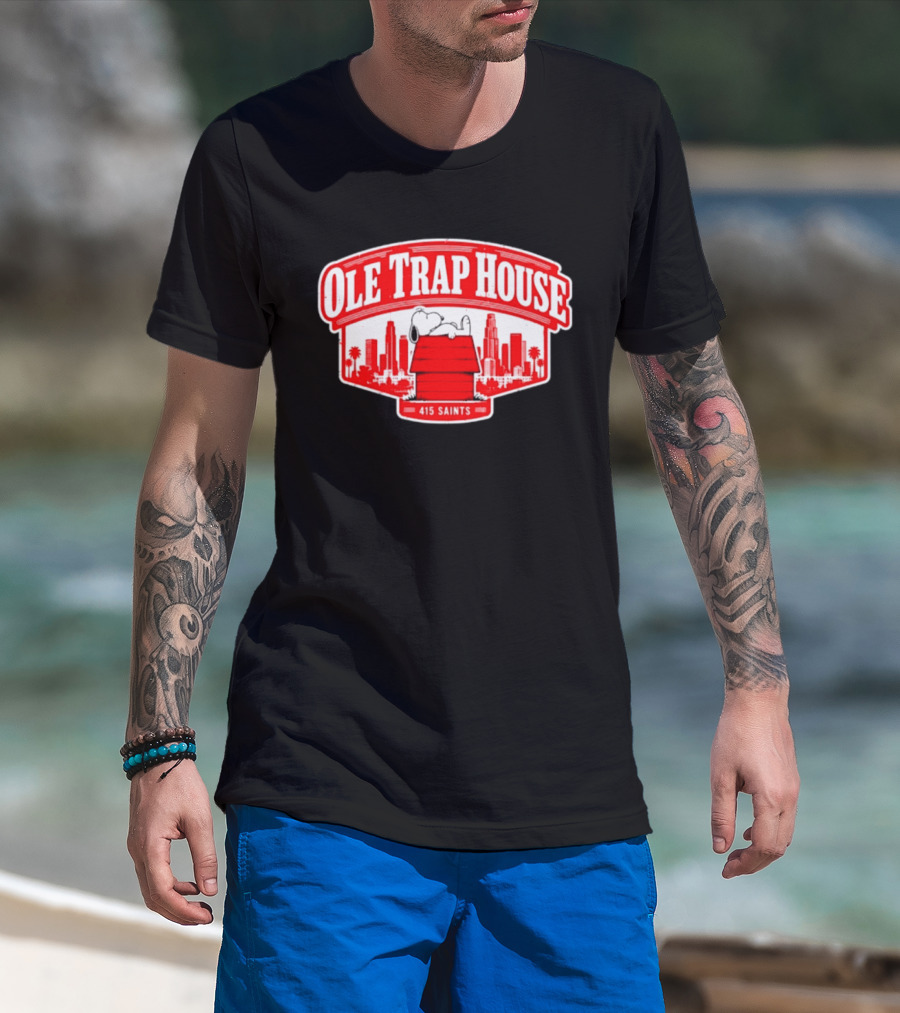 Ole Trap House Snoopy 415 Saints Skyline T-Shirt