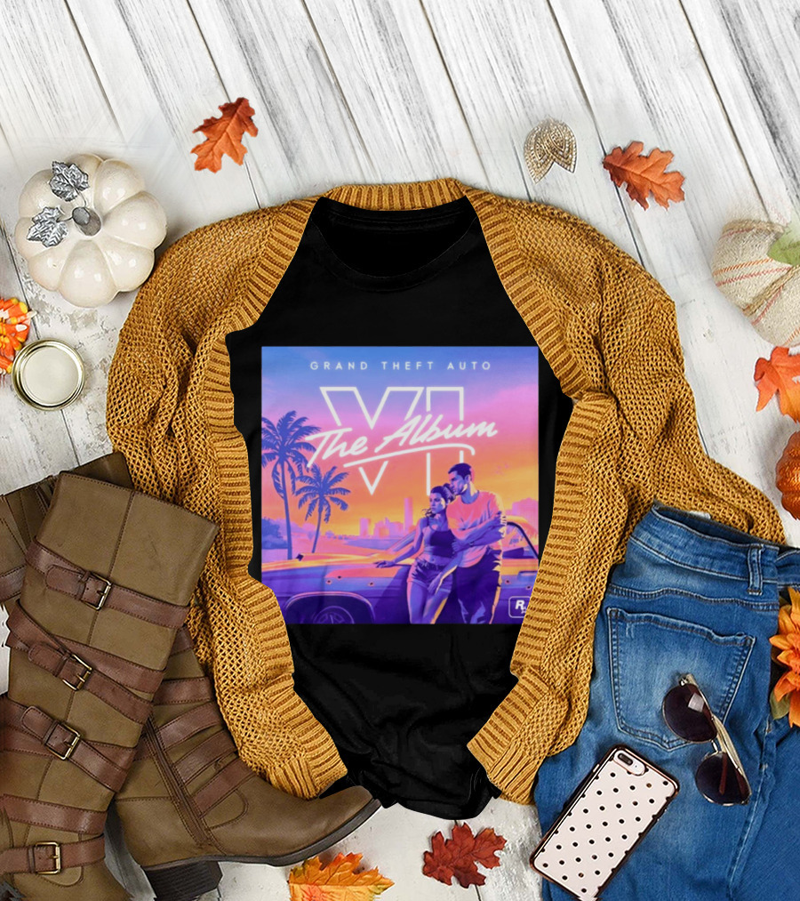 Grand Theft Auto VI The Album 2026 Retro Sunset Vibes T-Shirt