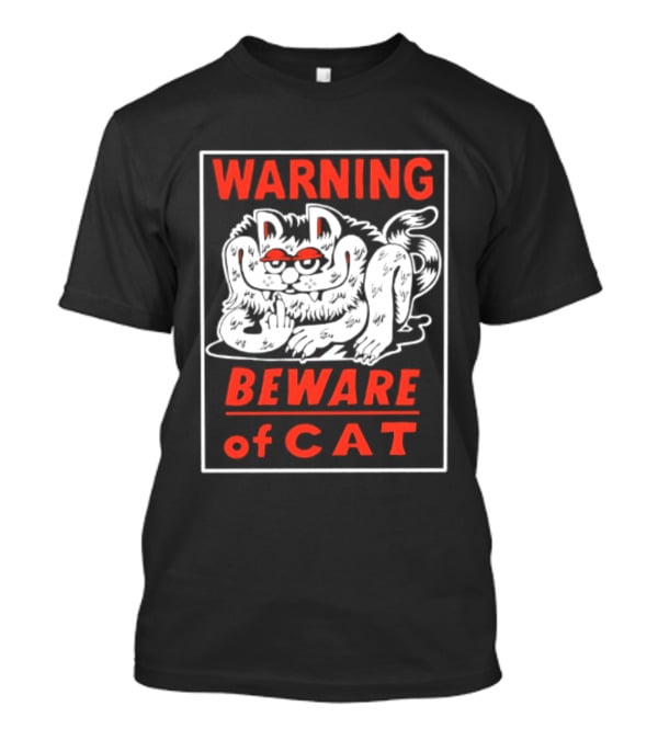 Warning Beware Of Cat Halloween Creepy Eyes T-Shirt