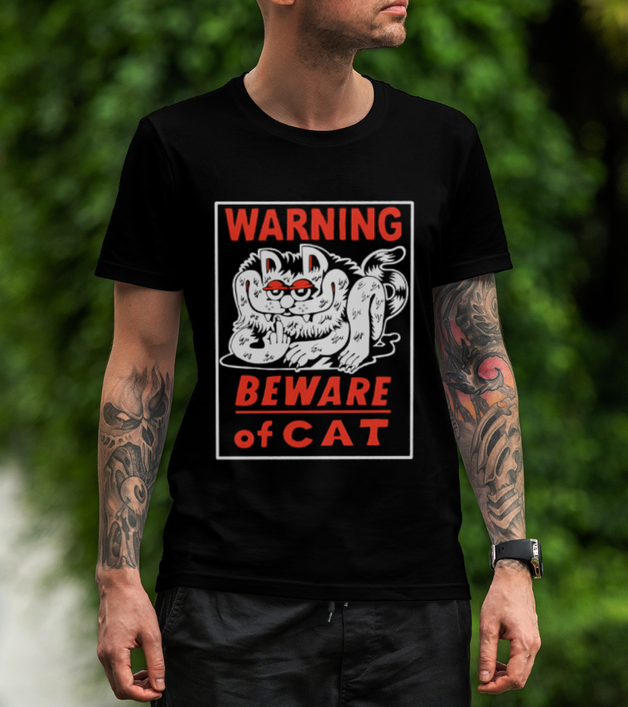 Warning Beware Of Cat Halloween Creepy Eyes T-Shirt