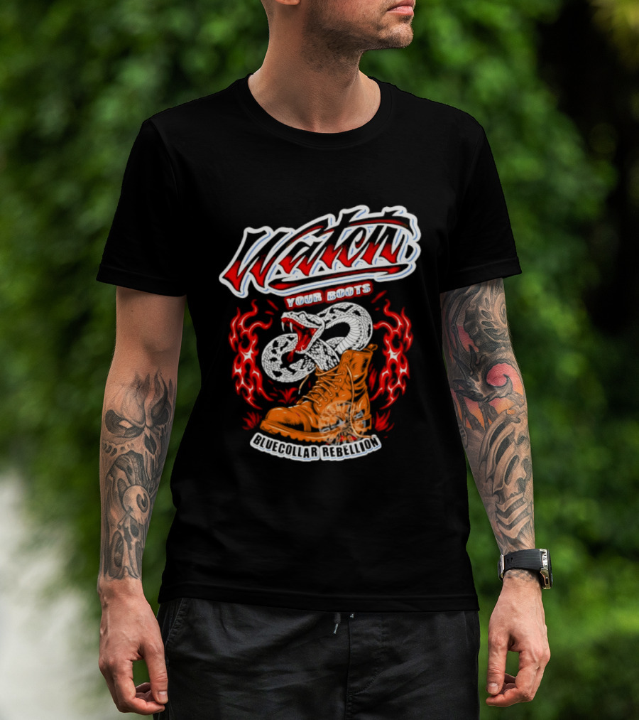 Your Boots Snake Fire Blue Collar Rebellion T-Shirt