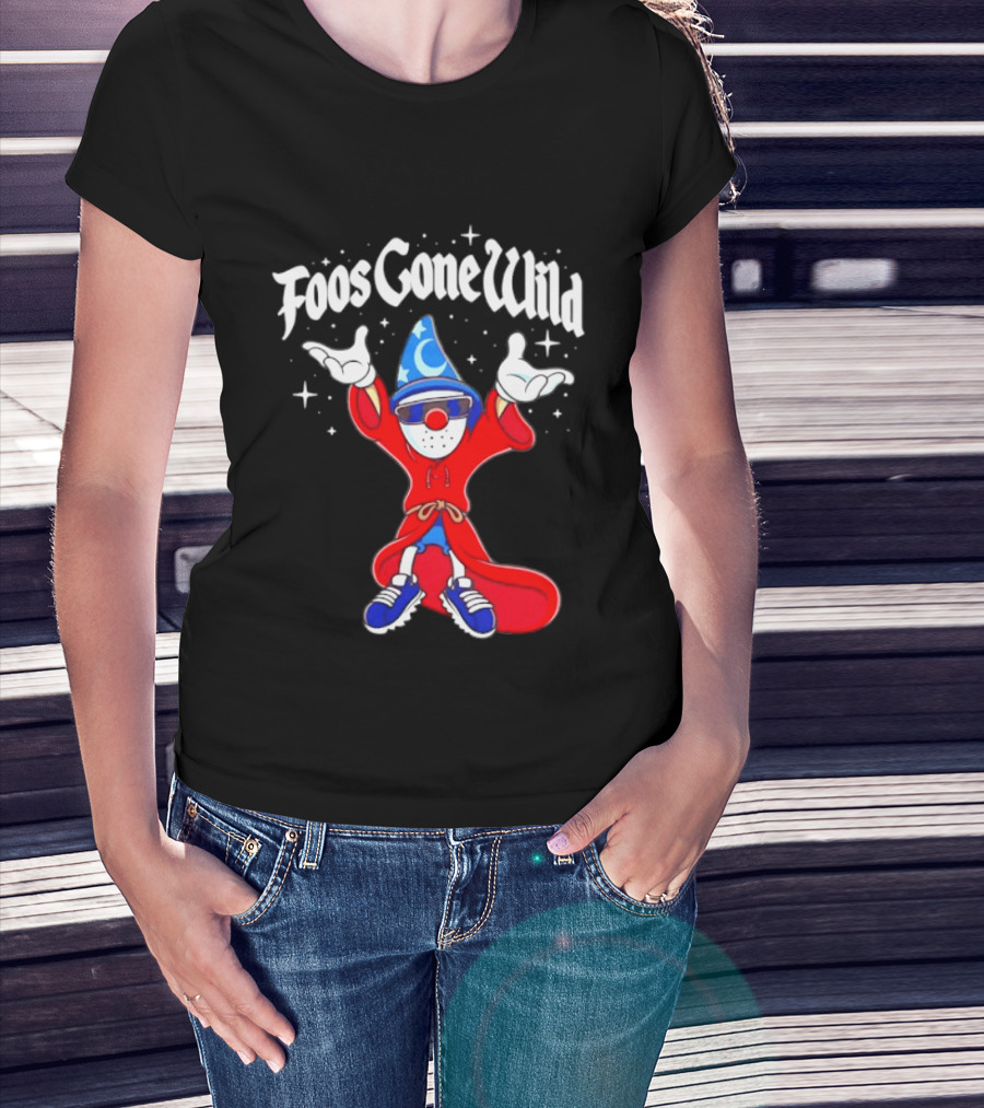 Foos Gone Wild Wizard Streetwear Cartoon Character With Blue Hat And Sunglasses T-Shirt