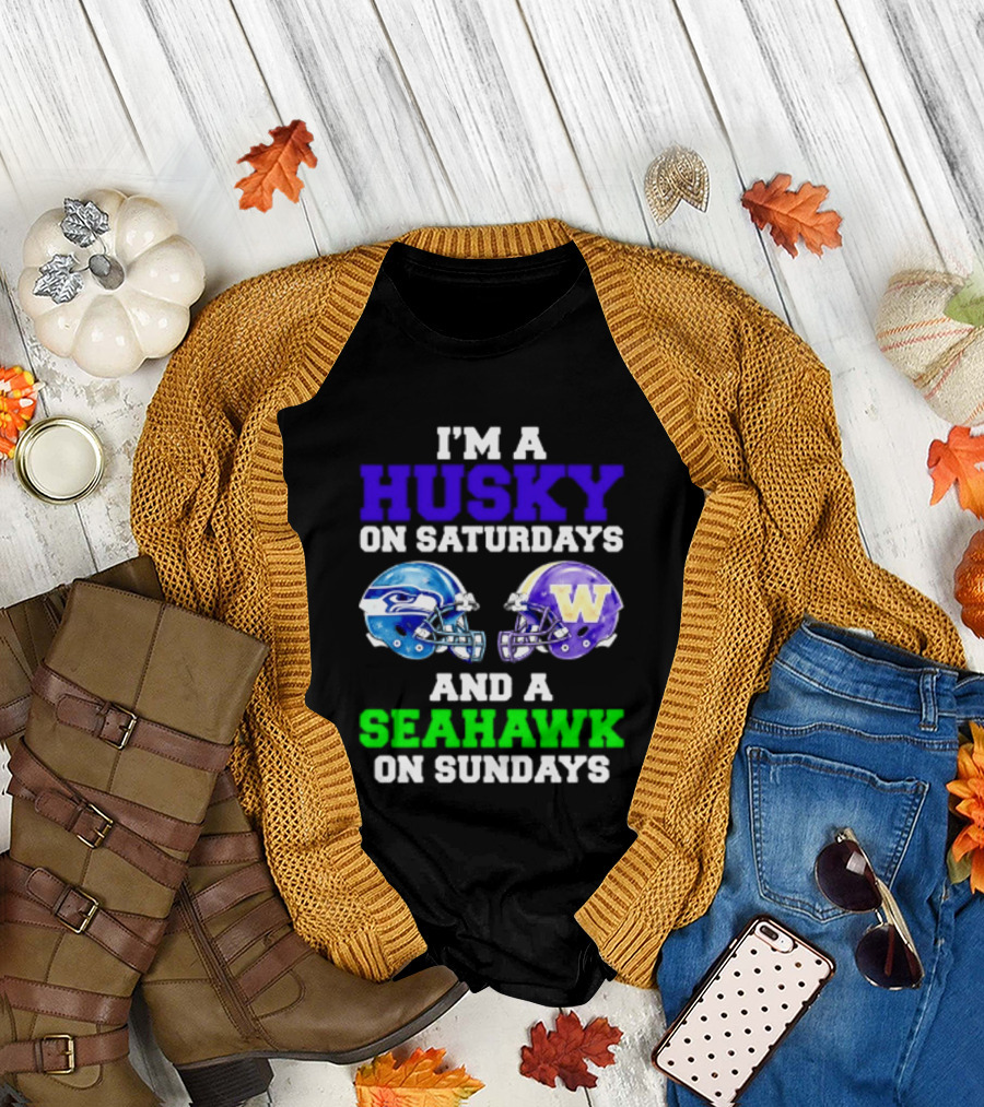 I'm A Husky On Saturdays And A Seahawk On Sundays Football Fan Gear T-Shirt