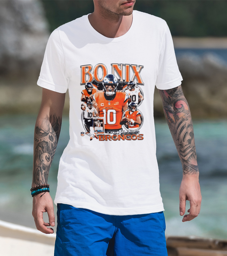 Bo Nix Denver Broncos 2026 Player #10 Collage T-Shirt