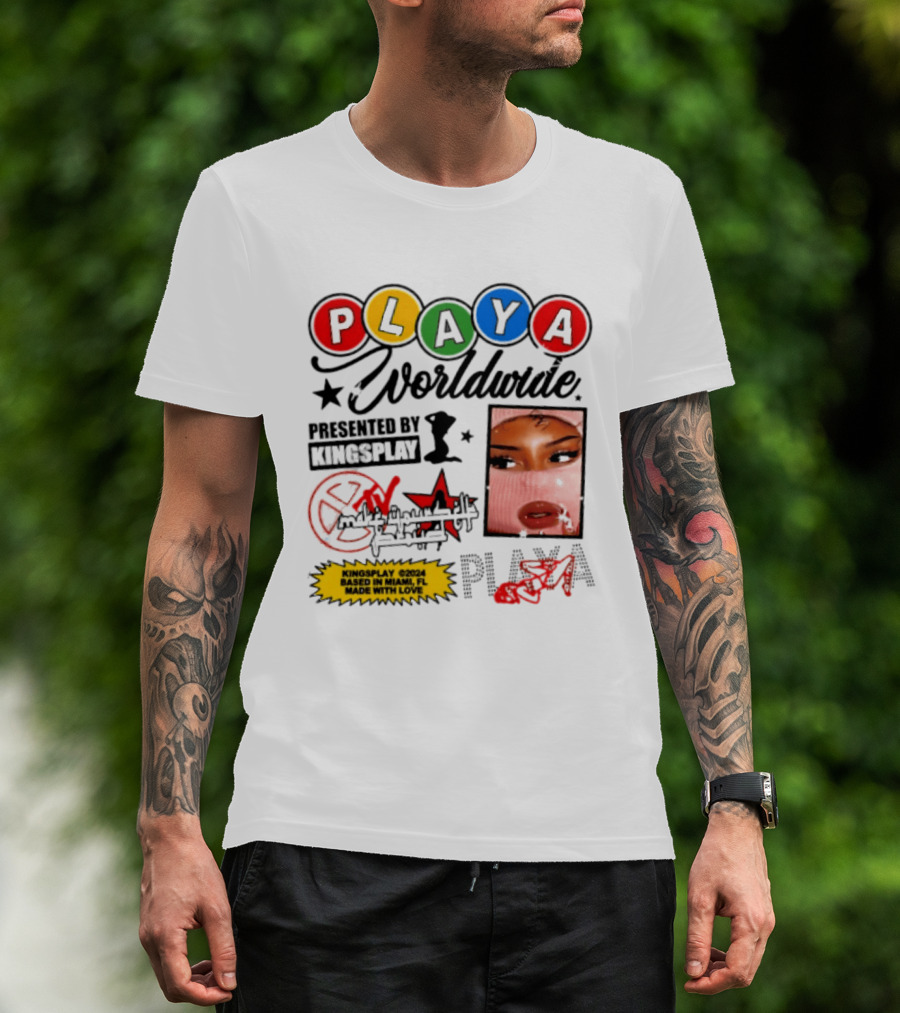 Playa Worldwide Kingsplay Miami Colorful Circles And Urban Street T-Shirt