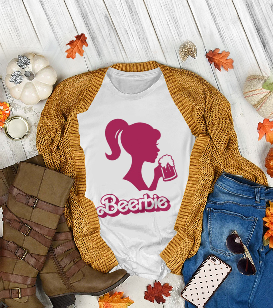 Beerbie Pink Beer Barbie Icon With Beer T-Shirt
