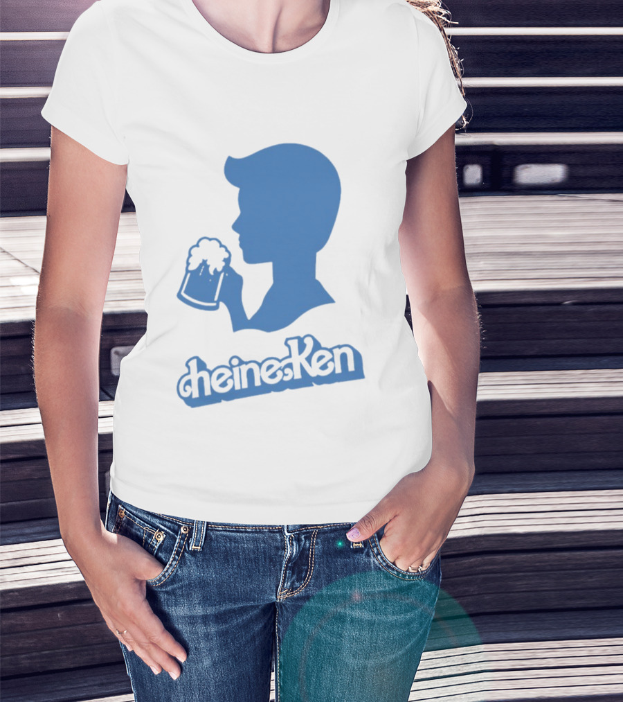 Ken Blue Beer Silhouette Heineken Play On Words T-Shirt