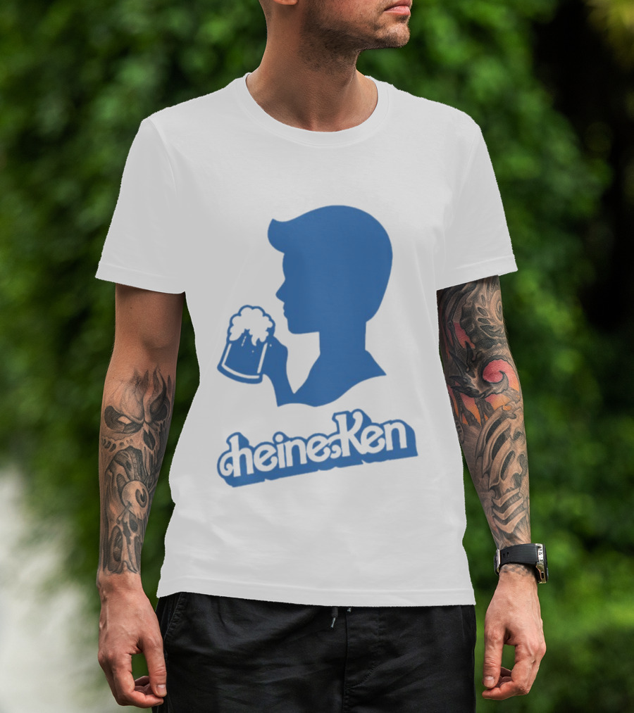 Ken Blue Beer Silhouette Heineken Play On Words T-Shirt