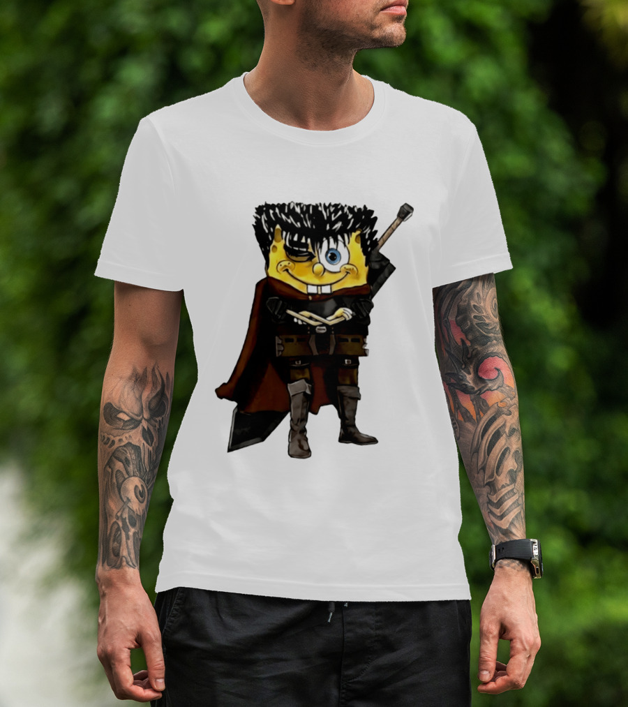 SpongeBob X Berserk Guts Crossover SpongeGuts SquarePants Character Mashup T-Shirt