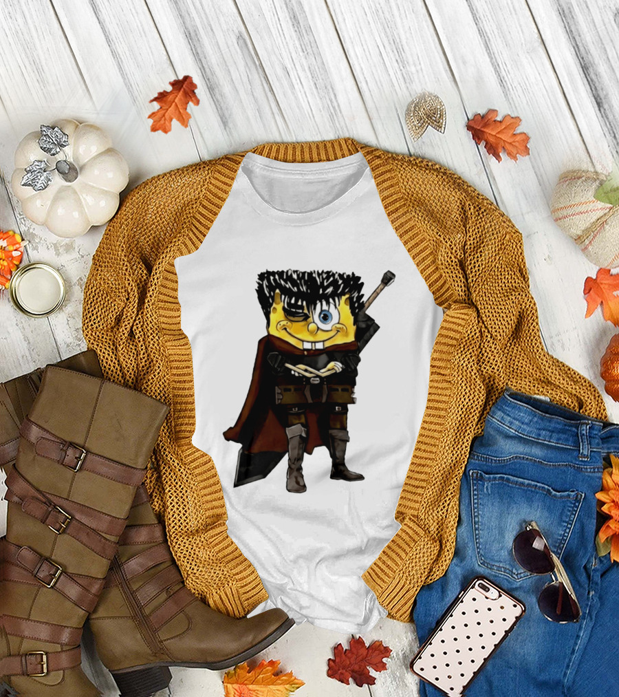 SpongeBob X Berserk Guts Crossover SpongeGuts SquarePants Character Mashup T-Shirt