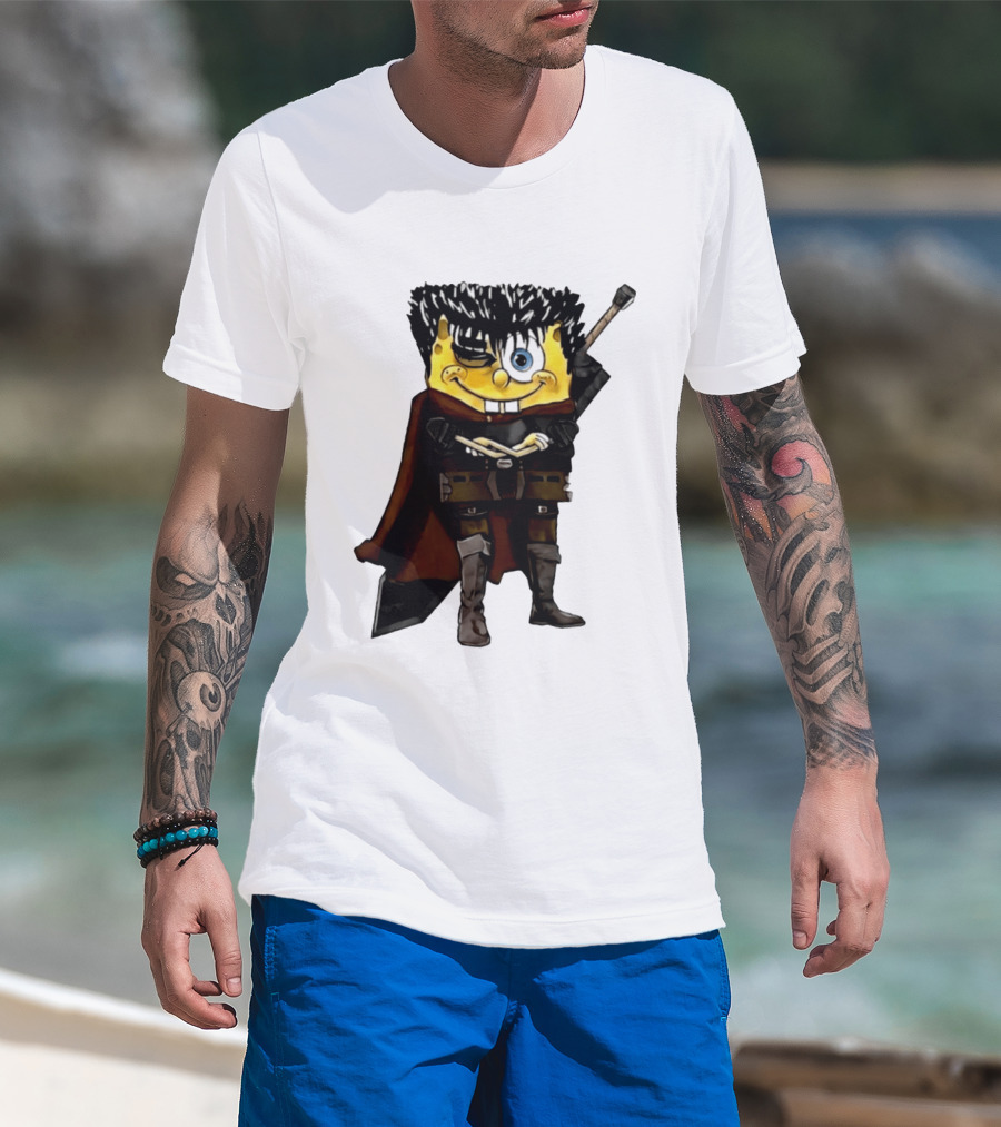SpongeBob X Berserk Guts Crossover SpongeGuts SquarePants Character Mashup T-Shirt