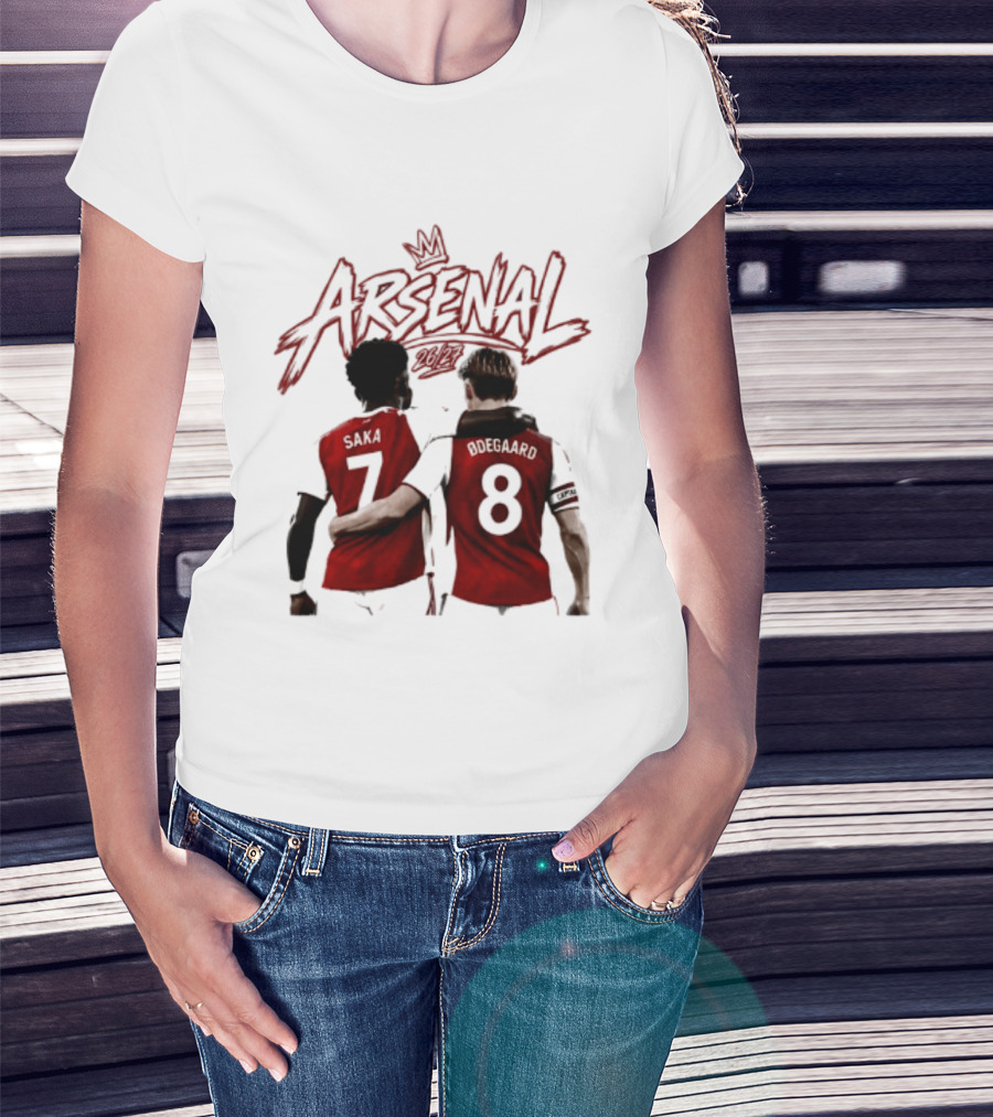 Arsenal Saka 7 Odegaard 8 Football Moment T-Shirt