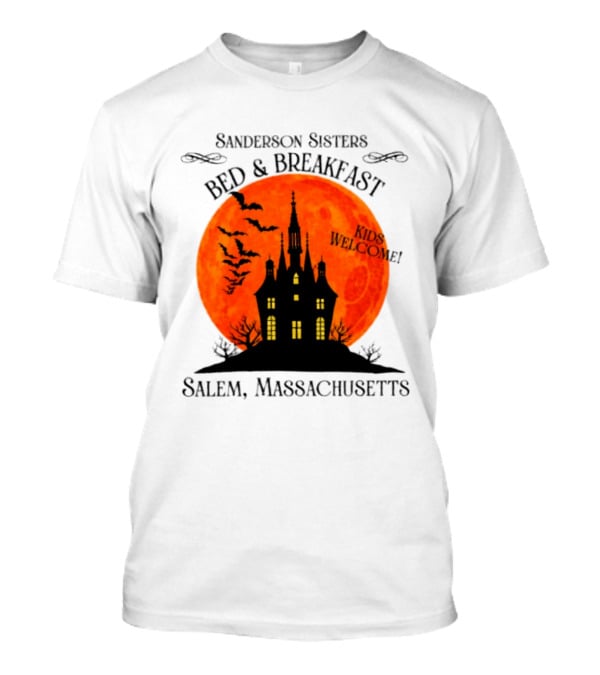 Sanderson Sisters Bed And Breakfast Kids Welcome Salem Massachusetts Halloween Bats Haunted House T-Shirt