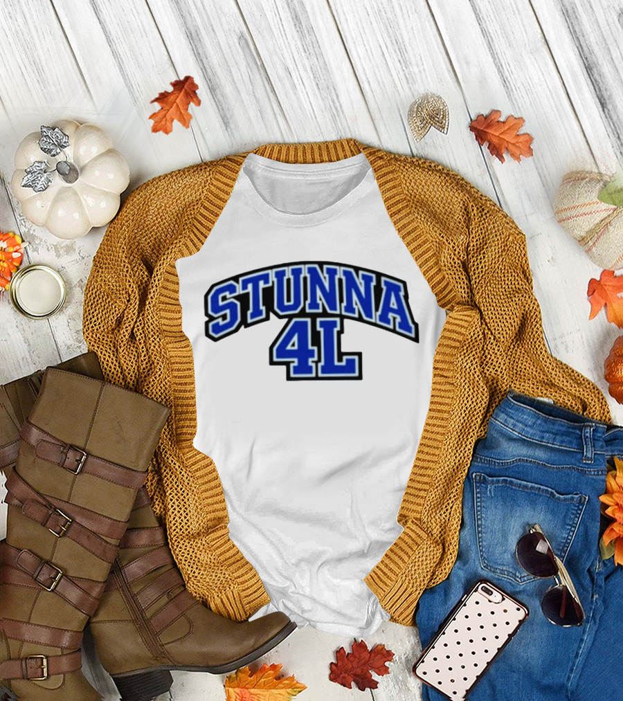 Stunna 4L Rap Hip Hop Streetwear Sports Style Bold Blue Lettering T-Shirt