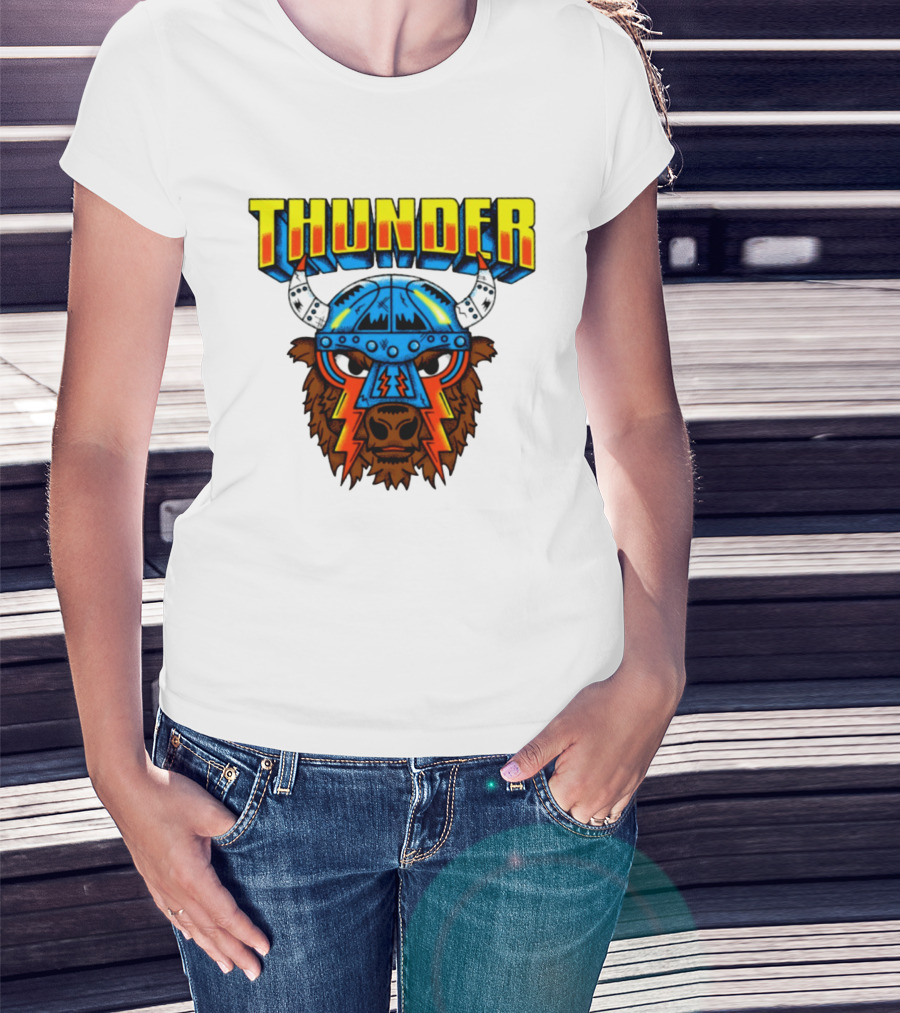 Thunder Buffalo Viking Helmet Bison Basketball T-Shirt