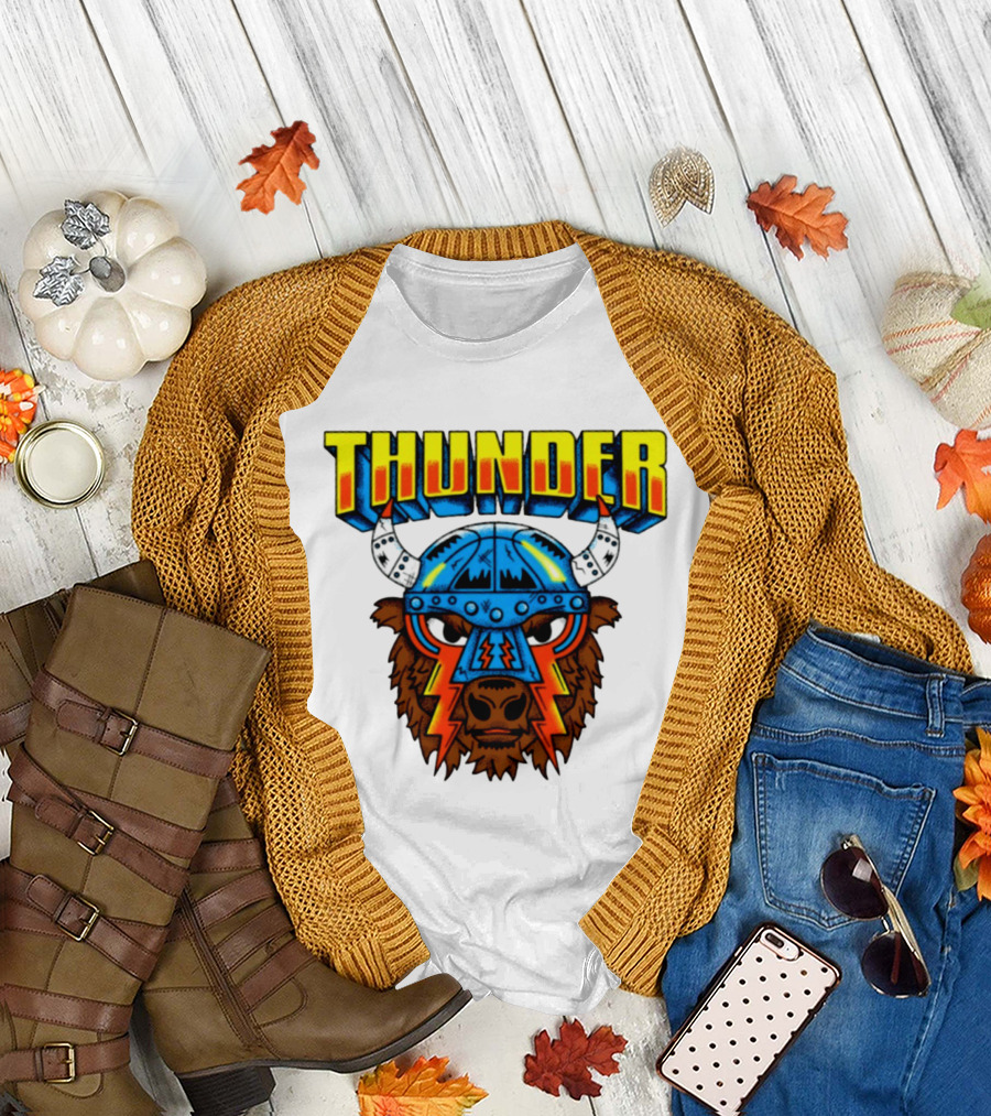 Thunder Buffalo Viking Helmet Bison Basketball T-Shirt