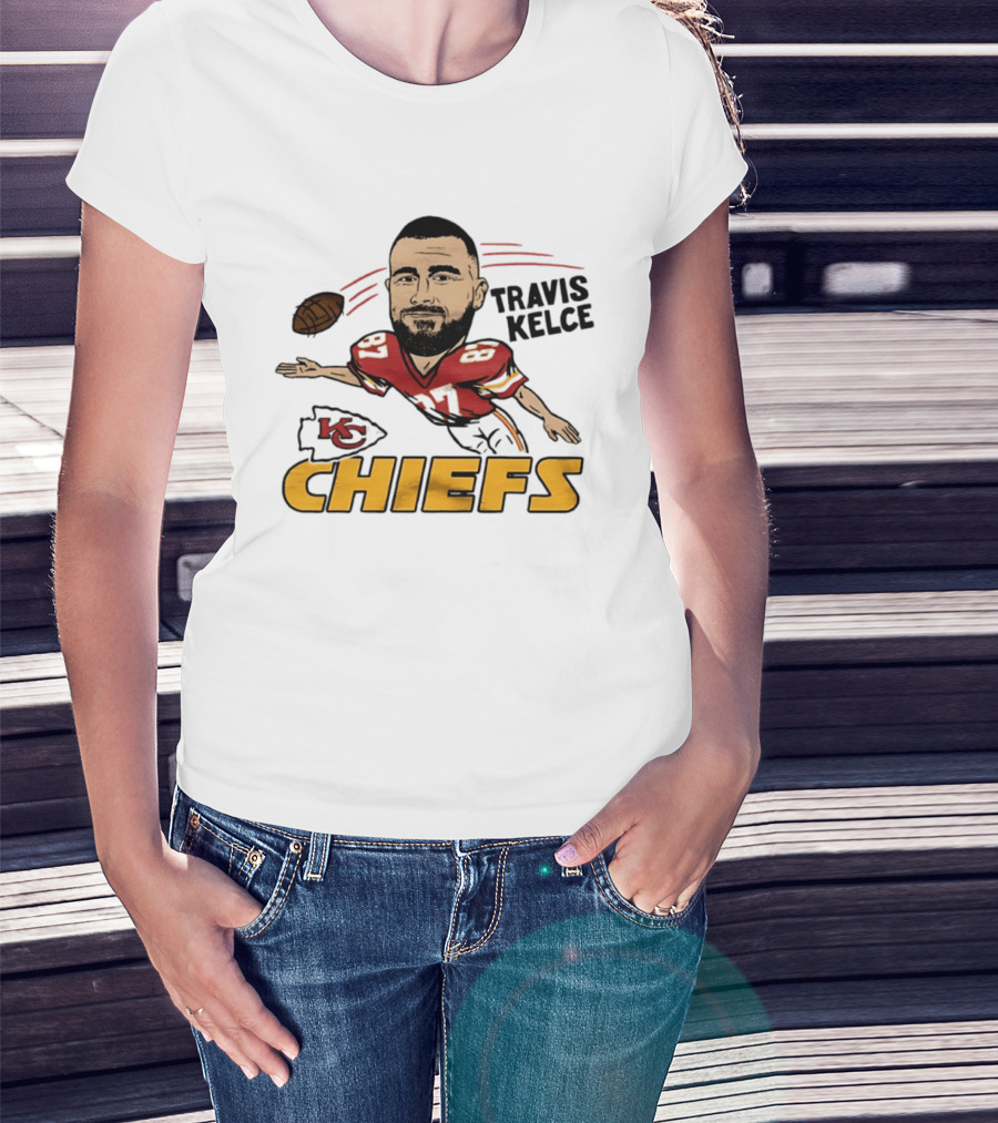 Travis Kelce Kansas City Chiefs Caricature KC Chiefs Football Player T-Shirt