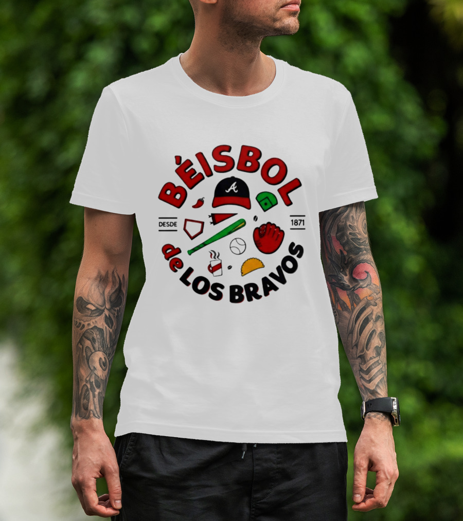Béisbol De Los Bravos Desde 1871 Hat Bat Glove Baseball Taco Pepper Coffee T-Shirt