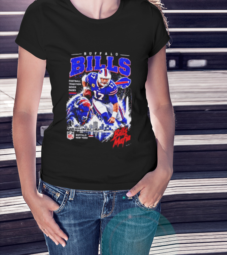 Buffalo Bills Football Tradition Never Fades Bills Mafia NFL Buffalo New York Team Skyline T-Shirt