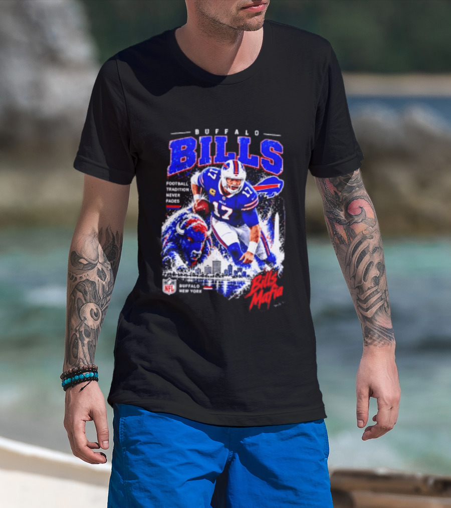 Buffalo Bills Football Tradition Never Fades Bills Mafia NFL Buffalo New York Team Skyline T-Shirt