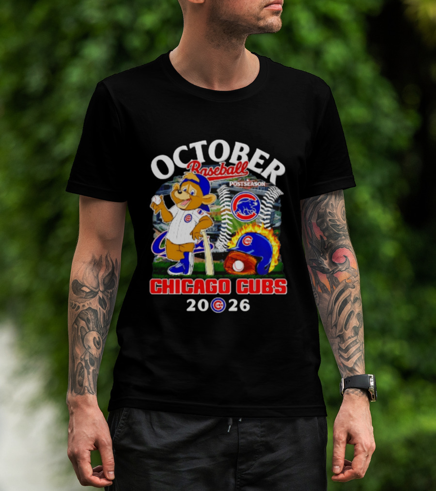 Chicago Cubs October Baseball 2026 MLB Postseason Helmet T-Shirt