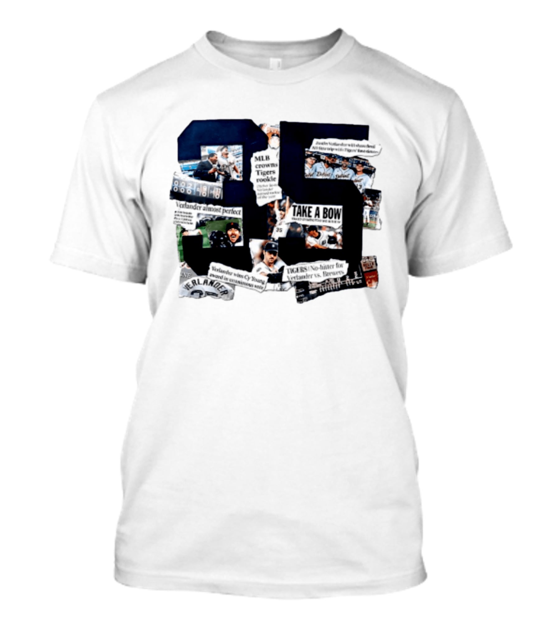Justin Verlander MLB Crowns Tigers Rookie No Hitter Collage 35 T-Shirt