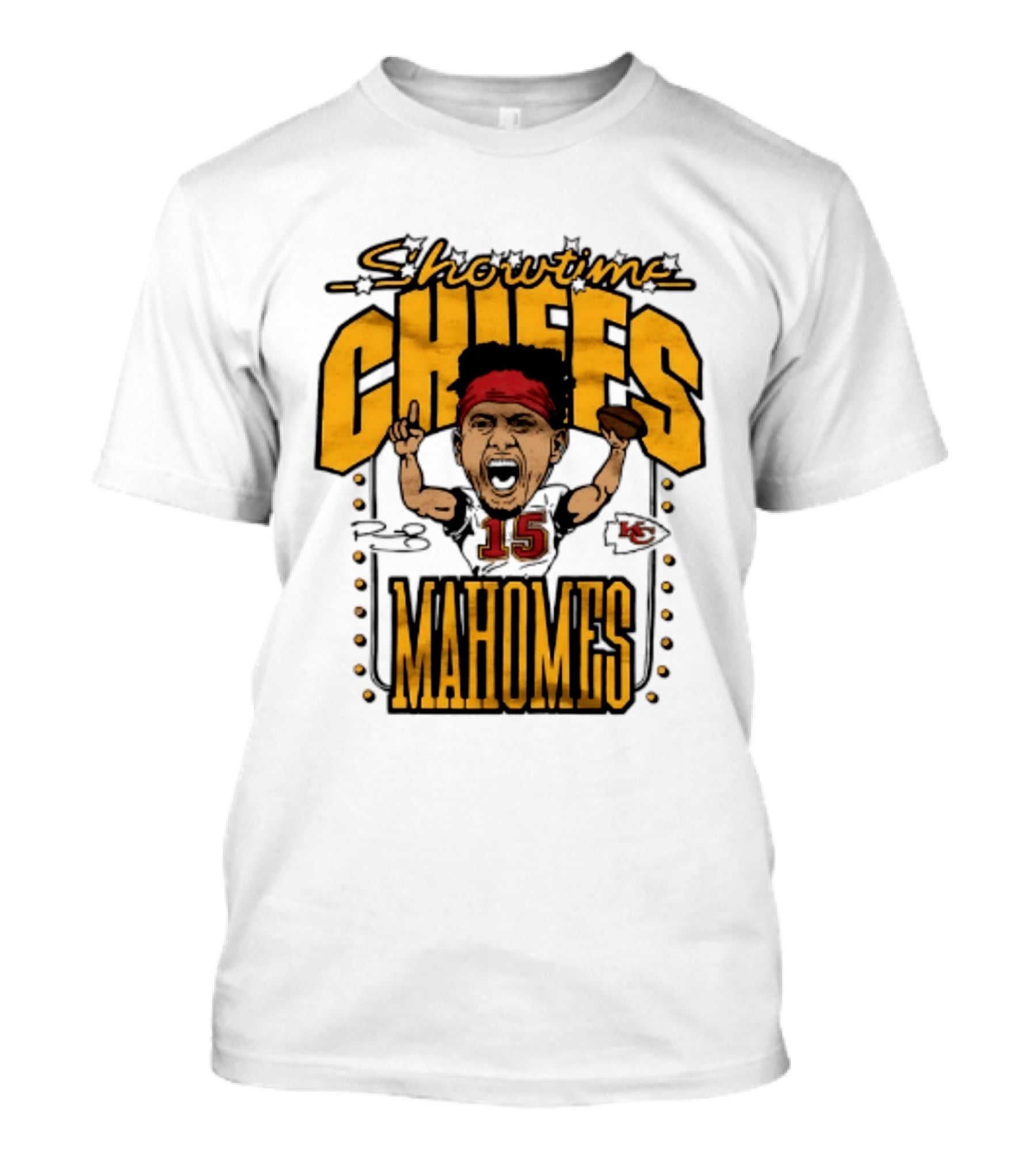 Showtime Chiefs Patrick Mahomes 15 Caricature T-Shirt