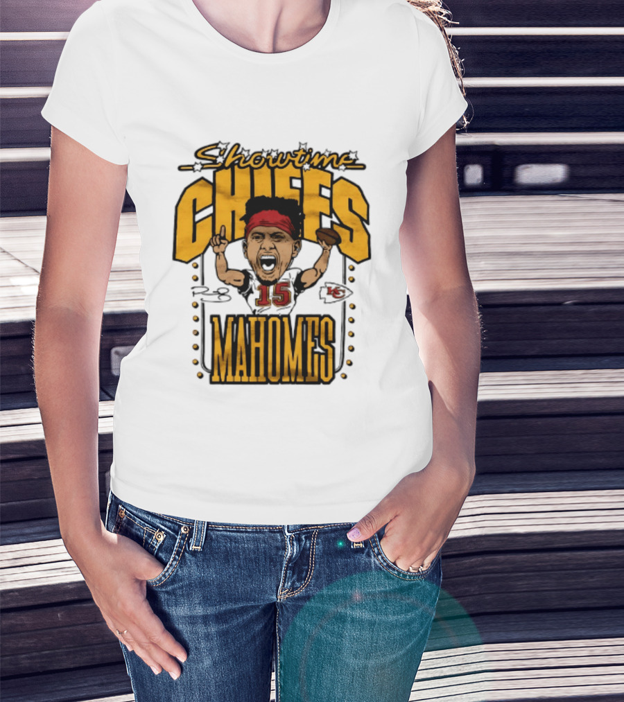 Showtime Chiefs Patrick Mahomes 15 Caricature T-Shirt