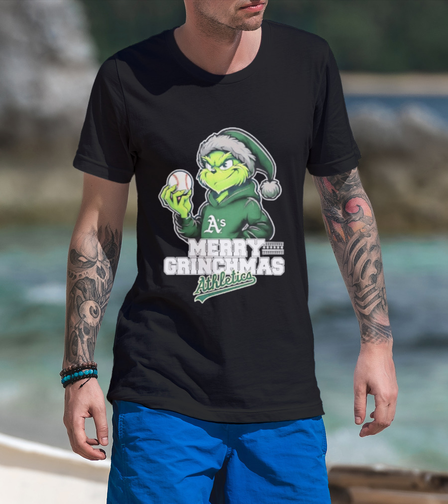 Merry Grinchmas Athletics Baseball Christmas 2026 T-Shirt