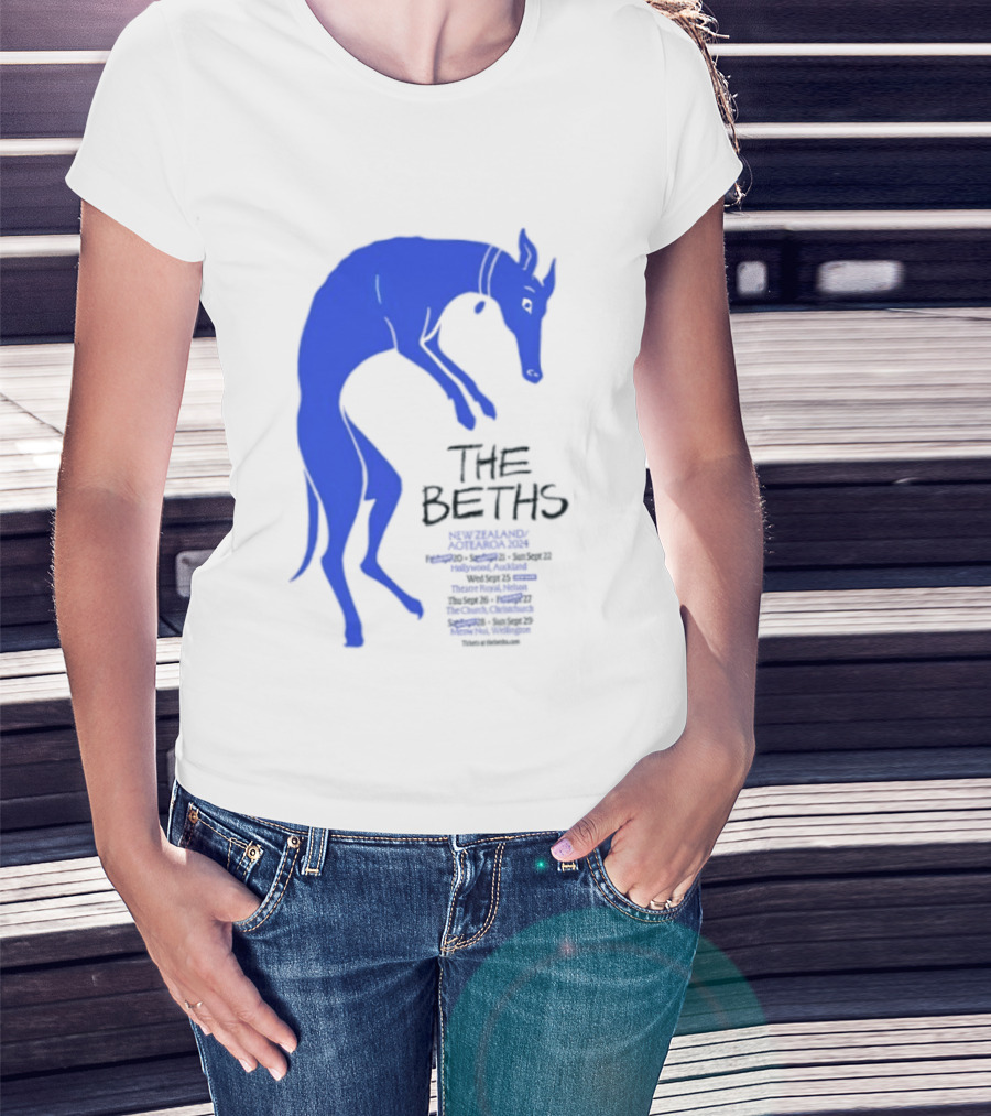 The Beths New Zealand Aotearoa 2024 Tour Blue Jumping Dog T-Shirt