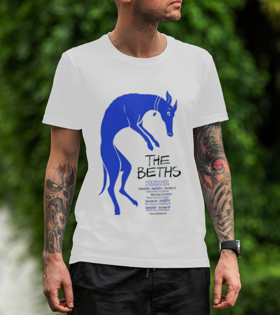 The Beths New Zealand Aotearoa 2024 Tour Blue Jumping Dog T-Shirt