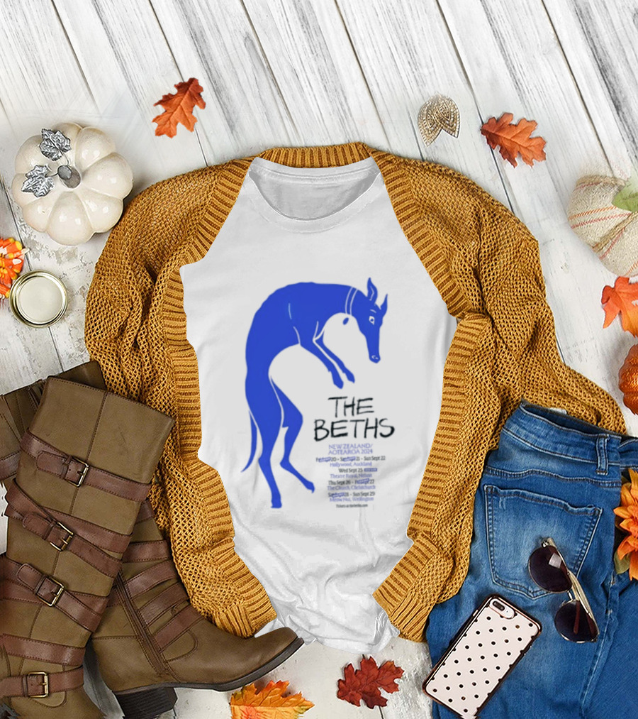 The Beths New Zealand Aotearoa 2024 Tour Blue Jumping Dog T-Shirt