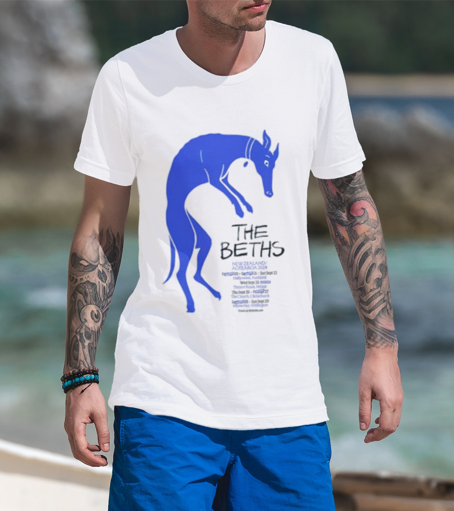 The Beths New Zealand Aotearoa 2024 Tour Blue Jumping Dog T-Shirt