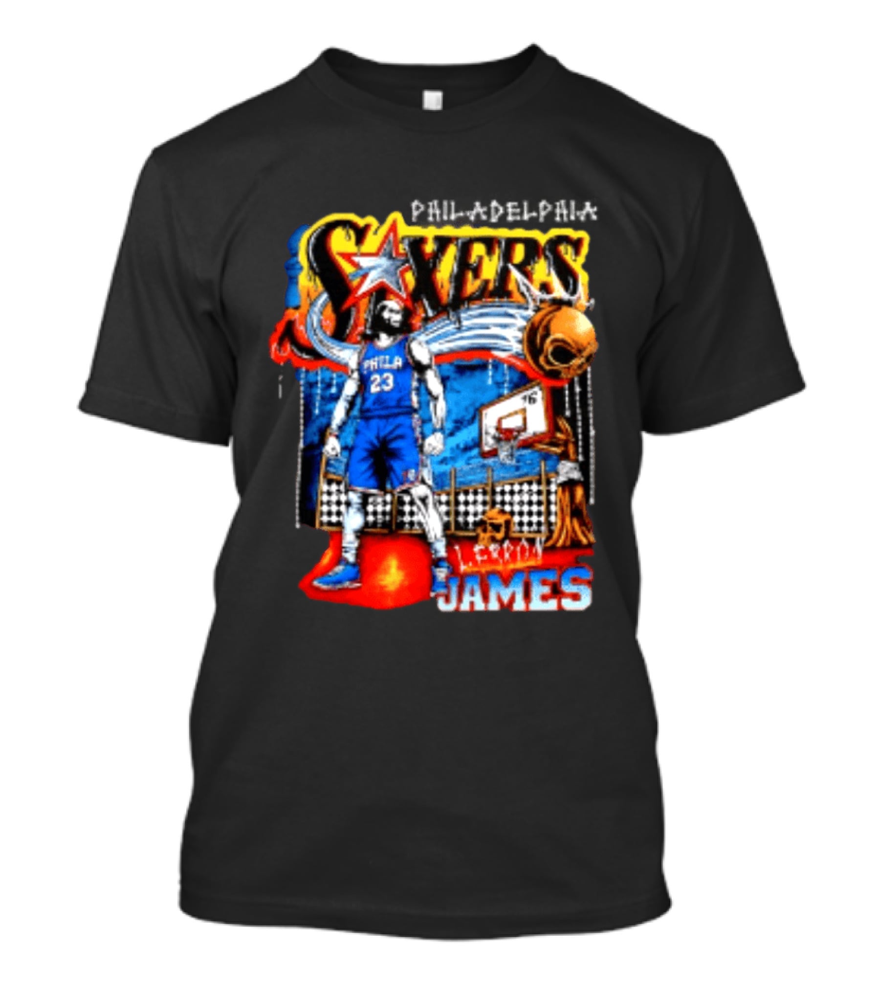 Philadelphia 76ers LeBron James Skeleton Basketball T-Shirt