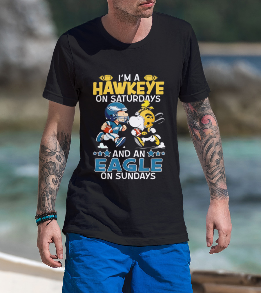 Peanuts I'm A Hawkeye On Saturdays And An Eagle On Sundays T-Shirt