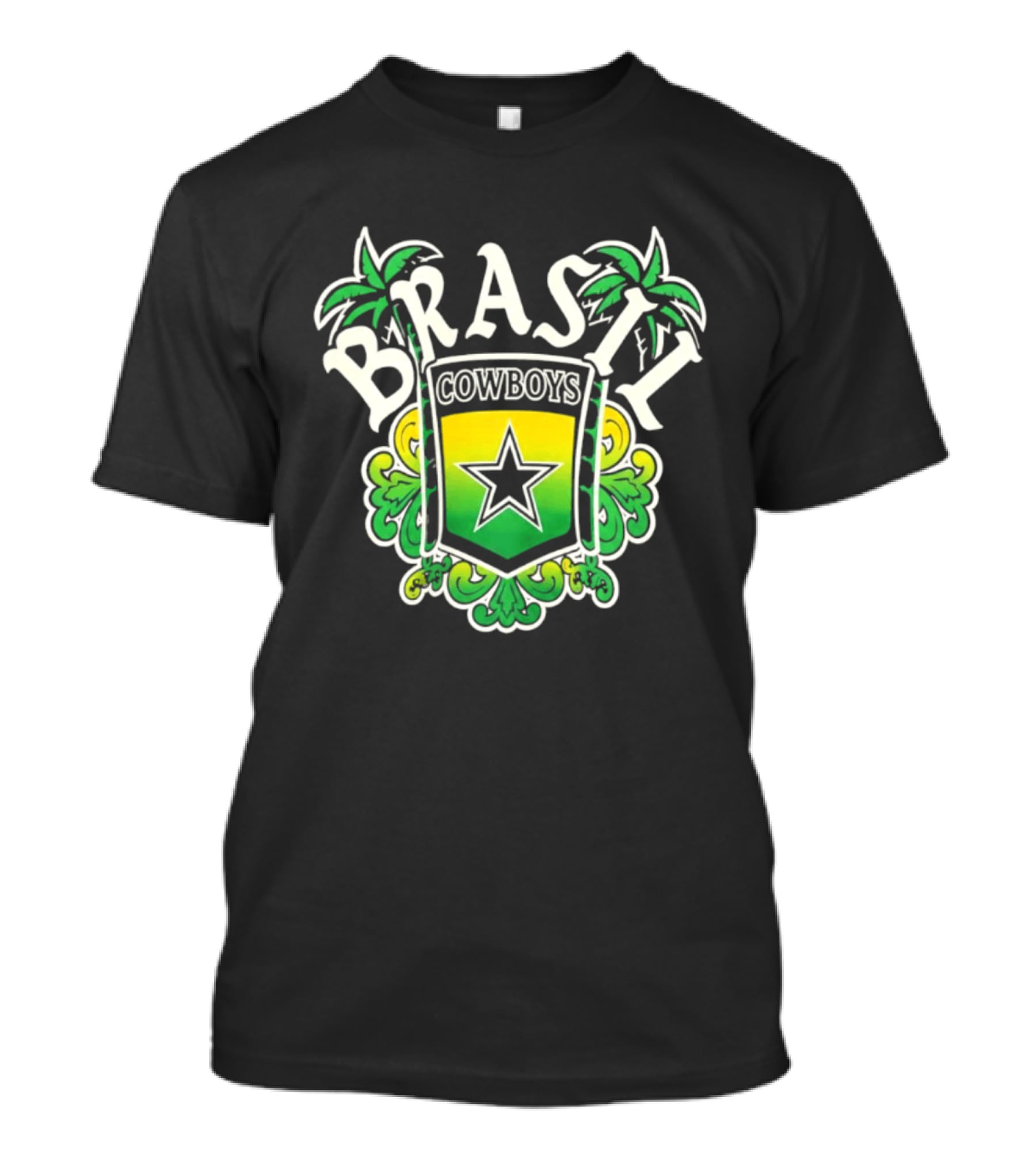 Brasil Cowboys Star Shield Palms Green Yellow T-Shirt