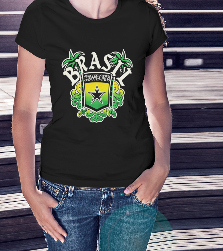 Brasil Cowboys Star Shield Palms Green Yellow T-Shirt