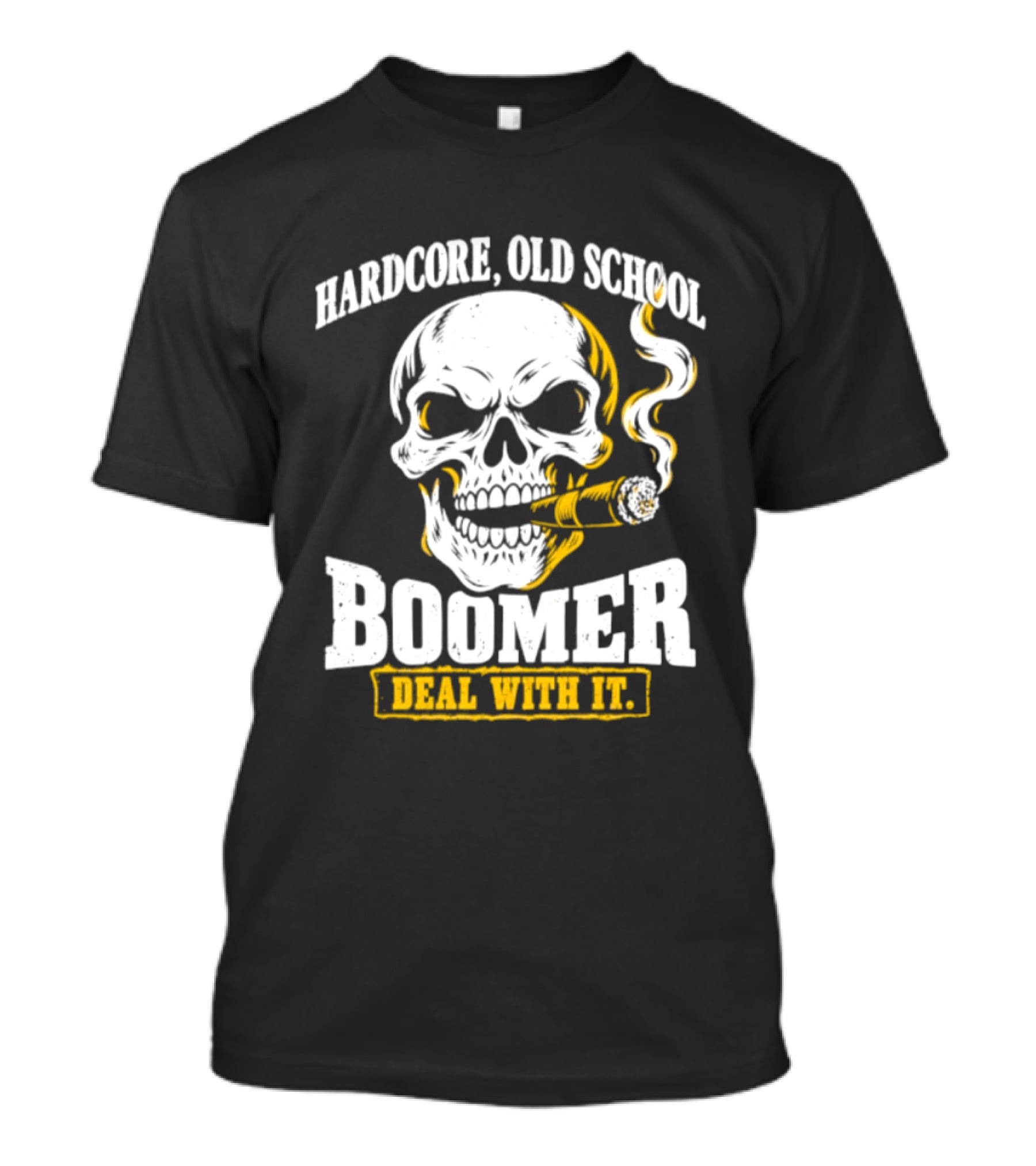 Hardcore Old School Boomer Skull Smoking Deal With It T-Shirt