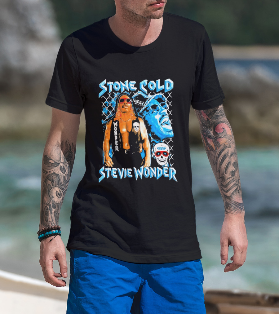 Stone Cold Stevie Wonder Collaboration Red Sunglasses T-Shirt