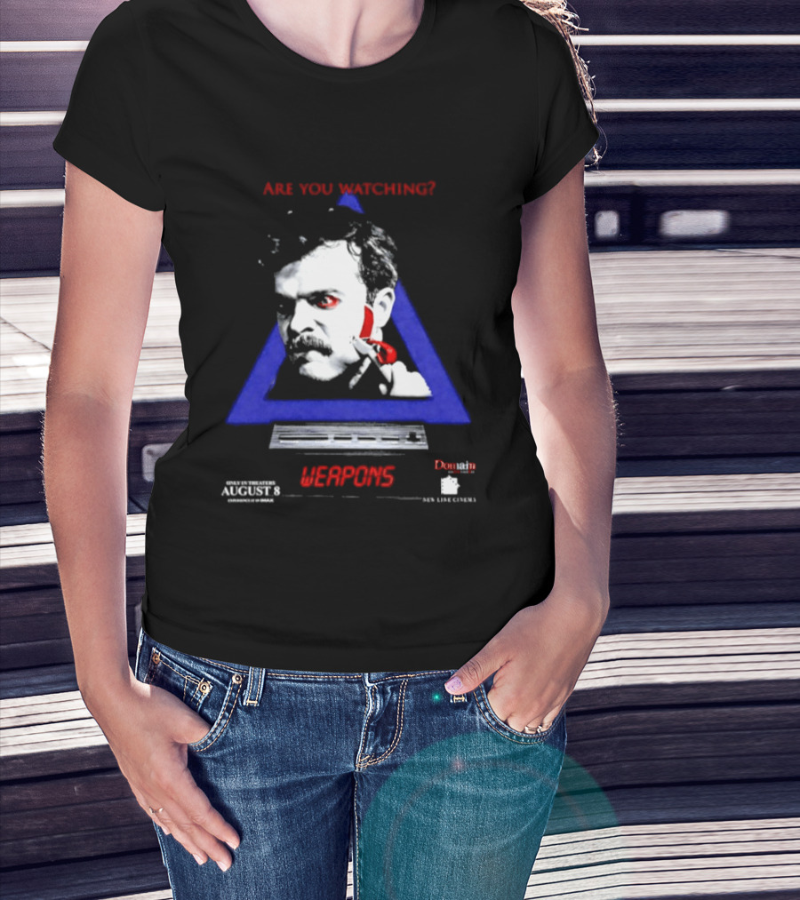 Are You Ing Weapons Triangle Face Art New Line Cinema T-Shirt