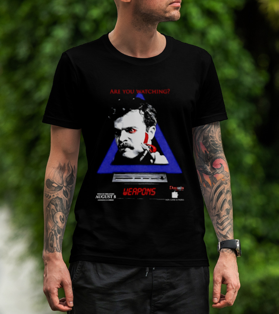 Are You Ing Weapons Triangle Face Art New Line Cinema T-Shirt