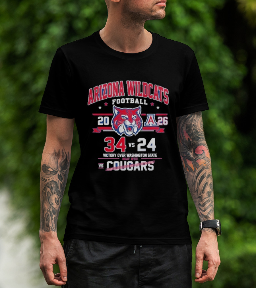 Arizona Wildcats Football 2026 Victory Over Washington State Cougars 34 24 T-Shirt