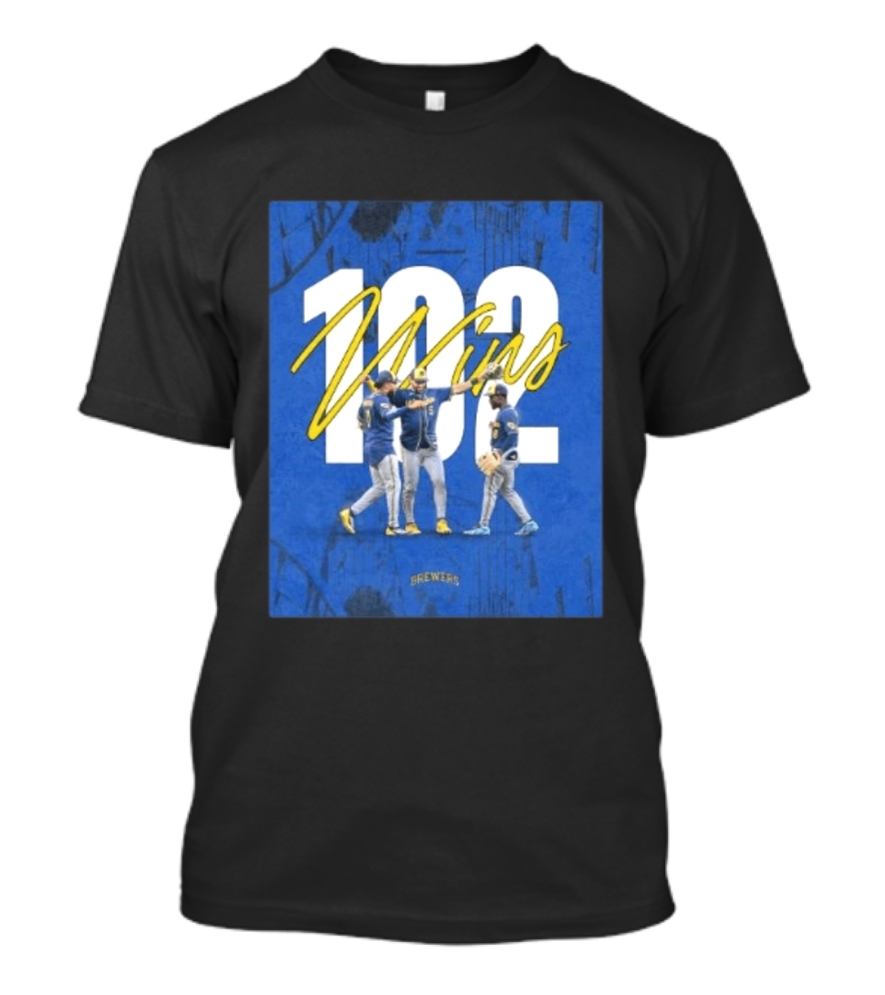 Milwaukee Brewers 102 Wins Blue Background Team Celebration T-Shirt