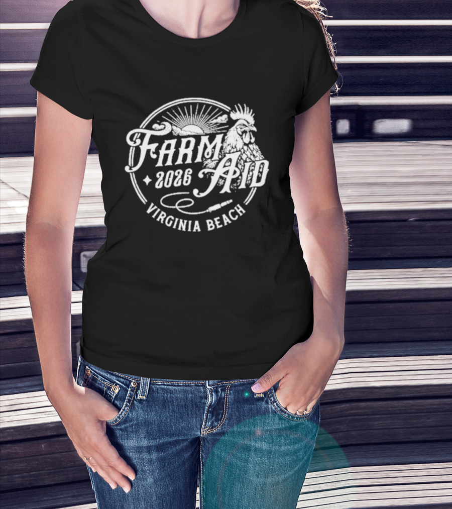 Farm Aid 2026 Virginia Beach Concert Rooster Sunburst T-Shirt