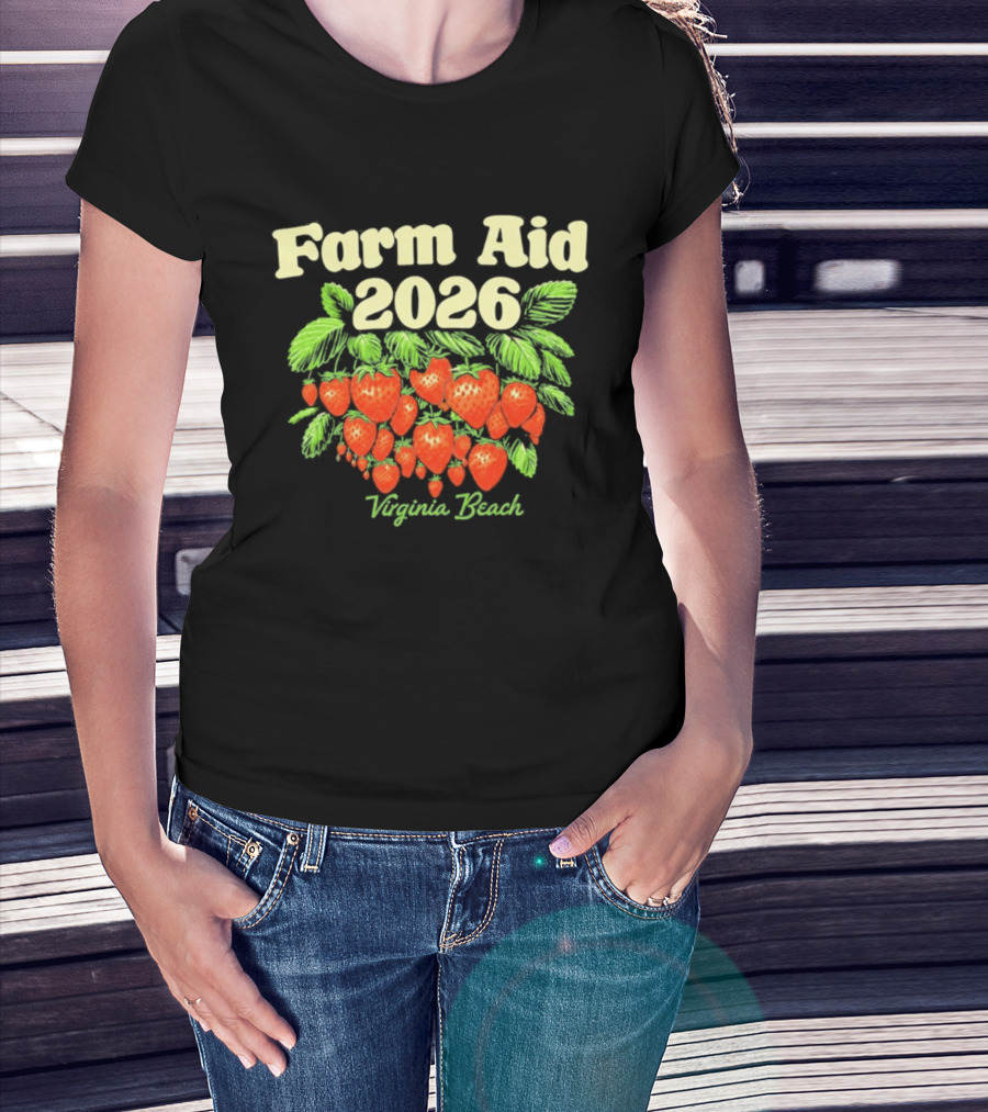 Farm Aid 2026 Virginia Beach Strawberry Event September 26 T-Shirt