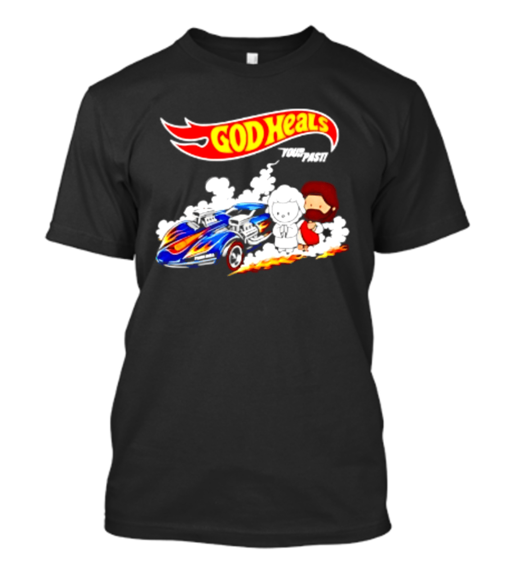 God Heals Hot Wheels Jesus And Lamb Twin Mill T-Shirt